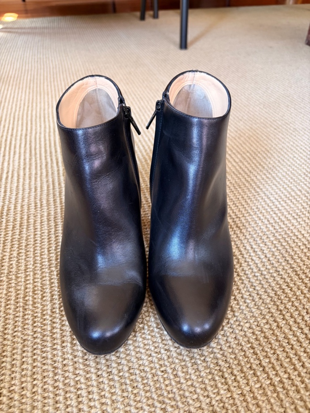 Christian Louboutin Black Leather Ankle Booties with Side Zip Closure